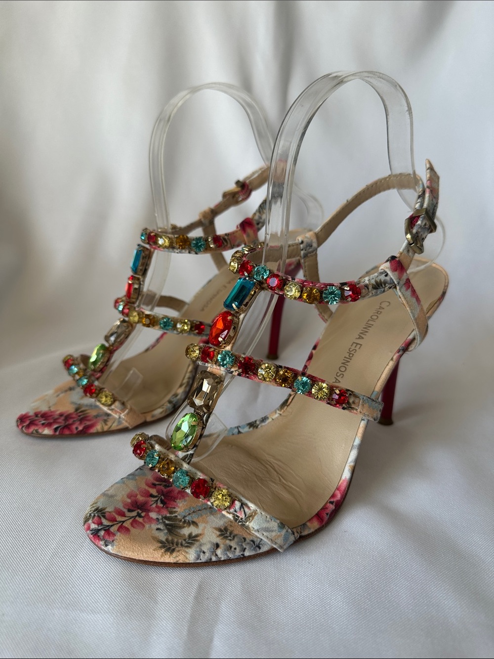 Carolinna Espinosa "Pepper" Floral Jeweled Size 7.5 Sandals